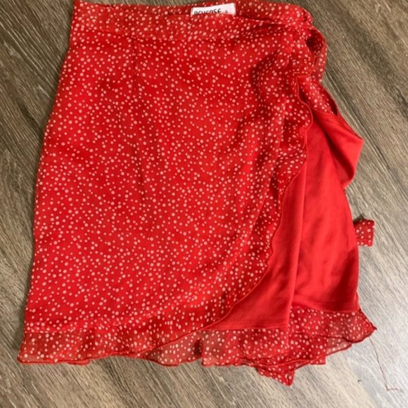 Tiger Mist Dresses & Skirts - Tiger Mist Red Polka Dot Wrap Skirt